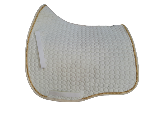 EA Mattes Australia Eurofit dressage saddle pad cloth - lemon/cream with gold piping