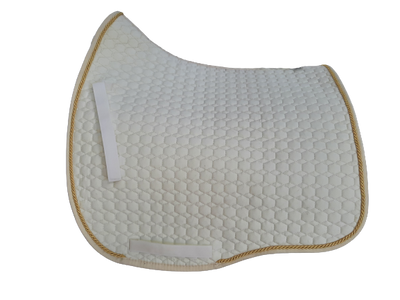 EA Mattes Australia Eurofit dressage saddle pad cloth - lemon/cream with gold piping