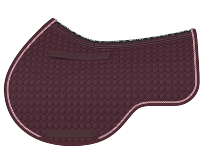 EA Mattes in Australia Eurofit showjump correction saddle pad/cloth with pockets and shims - black berry with altrosa pink piping