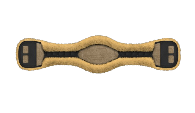 EA Mattes Australia anatomic short sheepskin girth cover - black with natural/yellow sheepskin