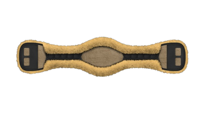 EA Mattes Australia anatomic short sheepskin girth cover - black with natural/yellow sheepskin