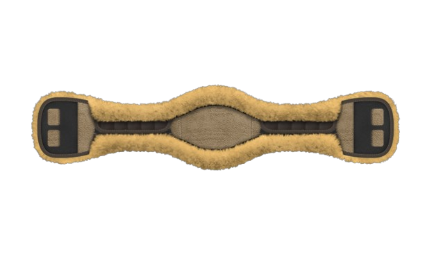 EA Mattes Australia anatomic short sheepskin girth cover - brown with natural/yellow sheepskin