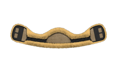 EA Mattes Australia crescent short sheepskin girth cover - black with natural/yellow sheepskin