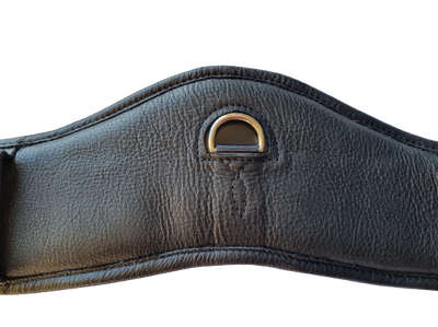 Bliss of London anatomic leather short dressage girth D ring close up