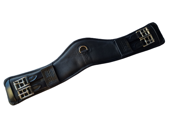 Bliss of London anatomic leather short dressage girth with D ring - black