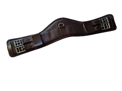 Bliss of London anatomic leather short dressage girth with D ring - cocoa brown