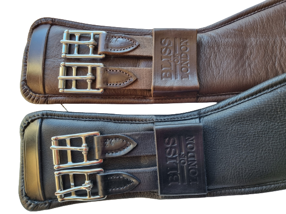 Bliss of London anatomic leather short dressage girth with D rings - buckles