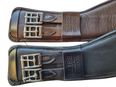 Bliss of London anatomic leather short dressage girth with D rings - buckles