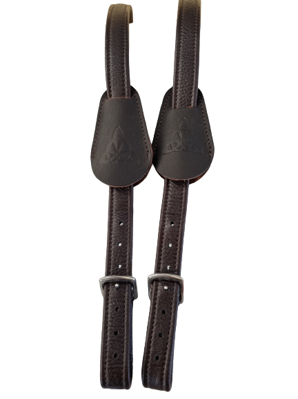 Bliss of London mono dressage stirrup leathers - cocoa/brown showing buckles