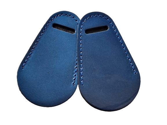 Bliss of London mono stirrup leather fancy buckle guards - patent metallic petrol blue