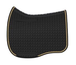 EA Mattes in Australia - Eurofit dressage correction saddle pad/cloth with pockets and shims - black with gold piping