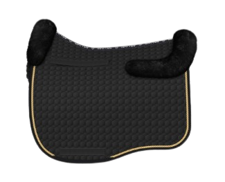EA Mattes in Australia - Eurofit dressage sheepskin saddle pad/cloth - black with gold piping