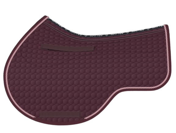 EA Mattes in Australia Eurofit showjump correction saddle pad/cloth with pockets and shims - black berry with altrosa pink piping