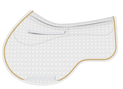 EA Mattes in Australia Eurofit showjump correction saddle pad/cloth with pockets and shims - white with gold piping