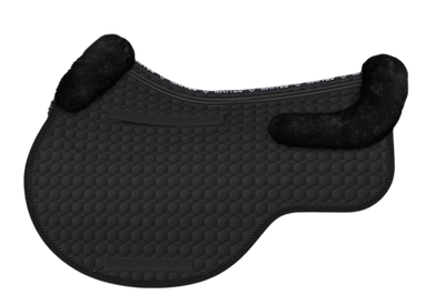 EA Mattes in Australia Eurofit showjump correction sheepskin saddle pad/cloth with pockets and shims - black with black piping
