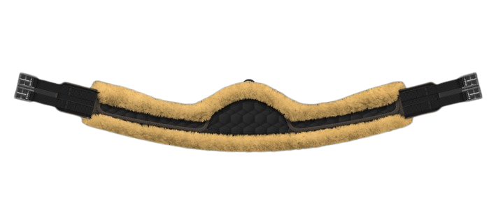EA Mattes in Australia long jumping girth with sheepskin - crescent black with natural yellow sheepskin