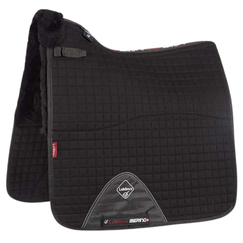 LeMieux merino sheepskin half lined dressage saddle pad-cloth_black