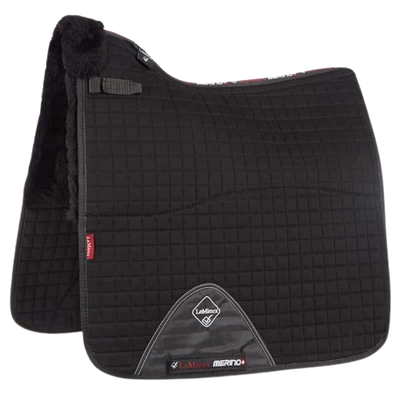 LeMieux merino sheepskin half lined dressage saddle pad-cloth_black