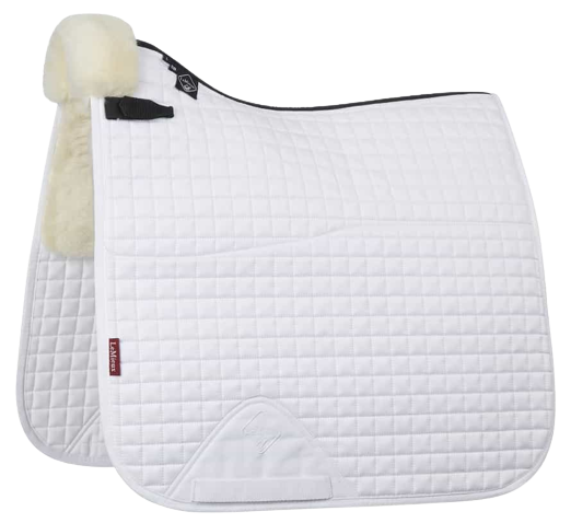 LeMieux Merino sheepskin half lined dressage saddle pad-cloth_white