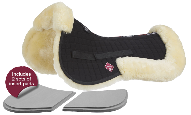 LeMieux Prosorb sheepskin correction half pad with shims - black/natural