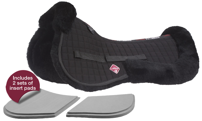 LeMieux Prosorb sheepskin correction half pad with shims - black