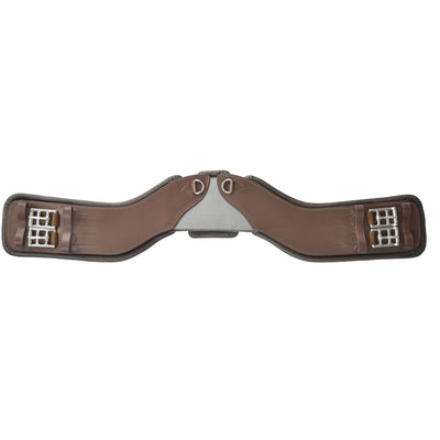 Total Saddle Fit Stretchtec shoulder relief english dressage girth with leather liner - brown full length